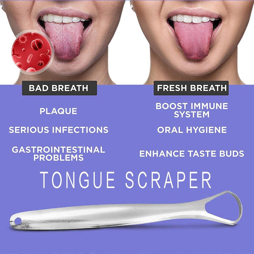 Metal tongue scraper for adults and children, stainless steel tongue cleaner - Picture 8 of 8
